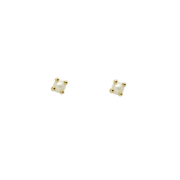 Brinco P�rola 2mm com Garras em Ouro 18 Kilates � 25366